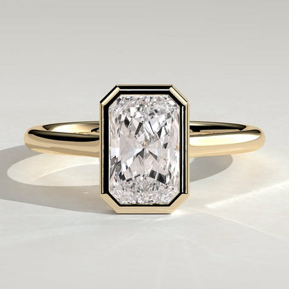 Radiant Bezel Solitaire Lab Grown Diamond Engagement Ring