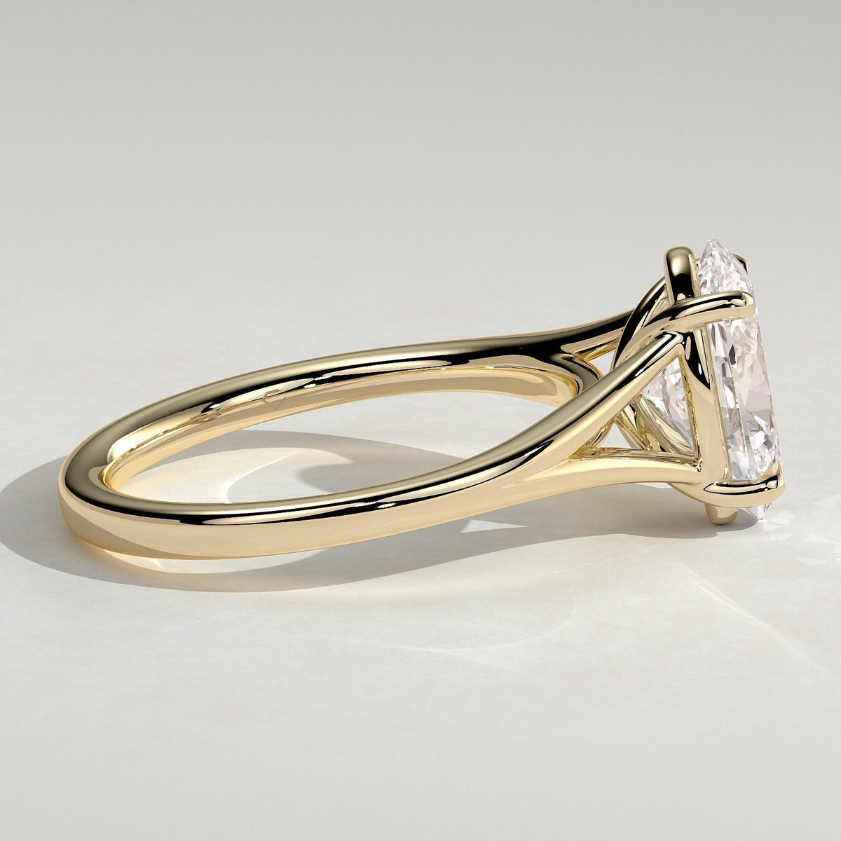 Oval Solitaire Split Shank Lab Grown Diamond Engagement Ring
