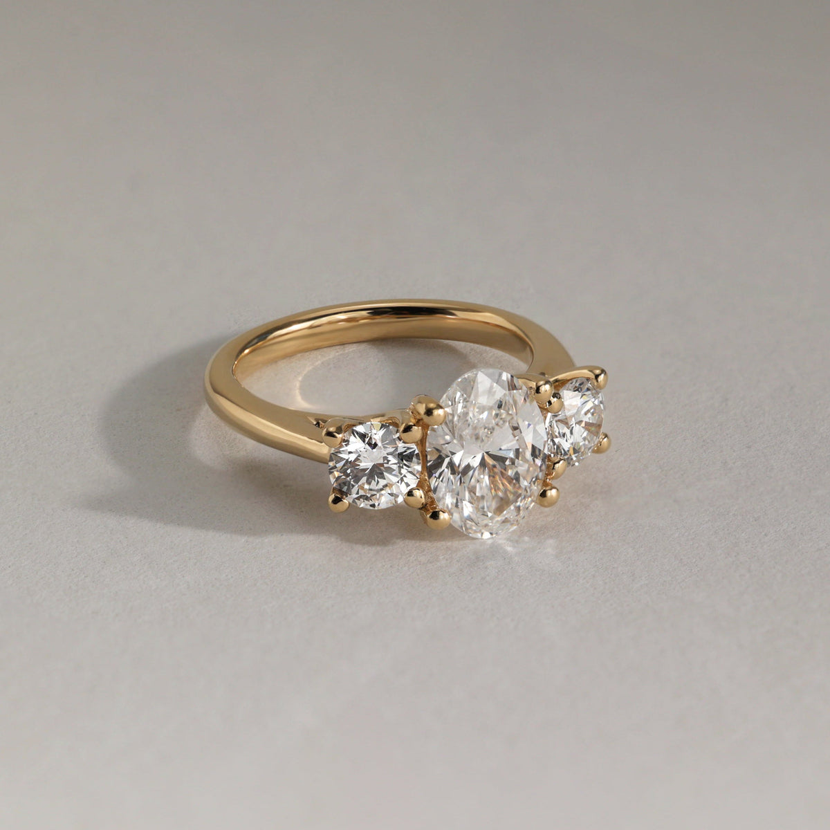 Oval Three Stone Lab Grown Diamond Engagement Ring