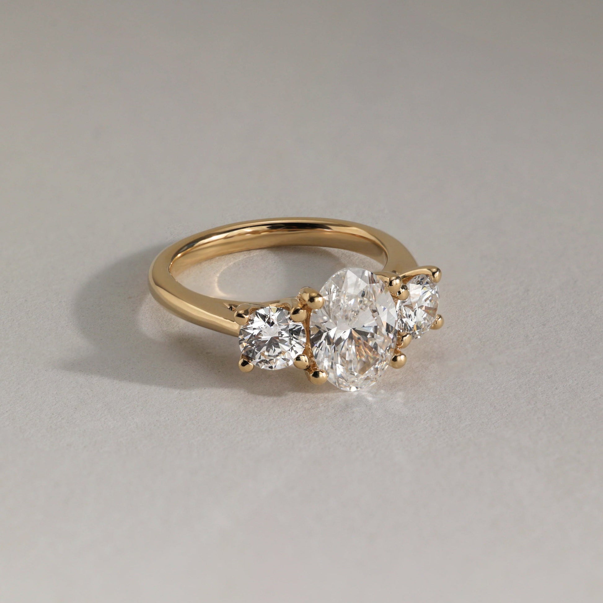 Oval Three Stone Lab Grown Diamond Engagement Ring