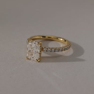 Elongated Cushion Pave Lab Grown Diamond Engagement Ring