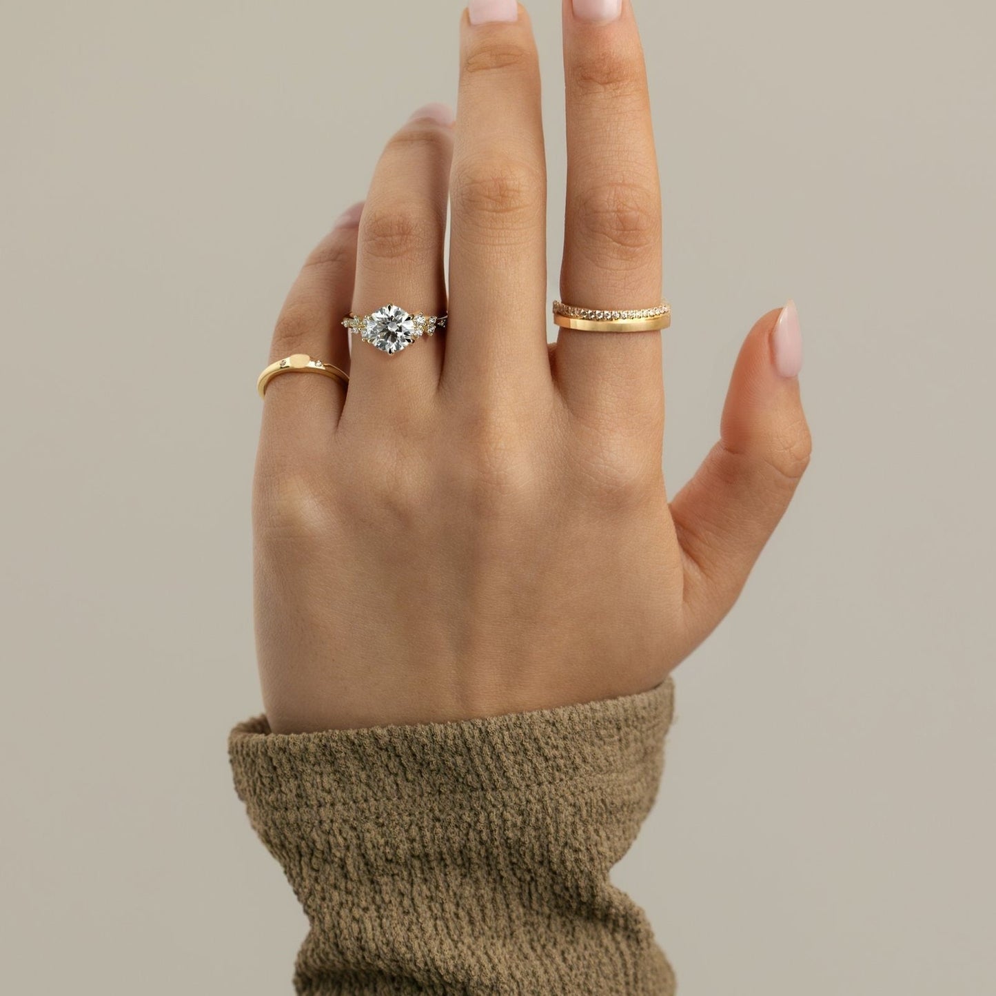 Round Cluster Lab Grown Diamond Engagement Ring