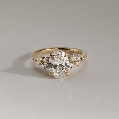 Oval Cluster Lab Grown Diamond Engagement Ring