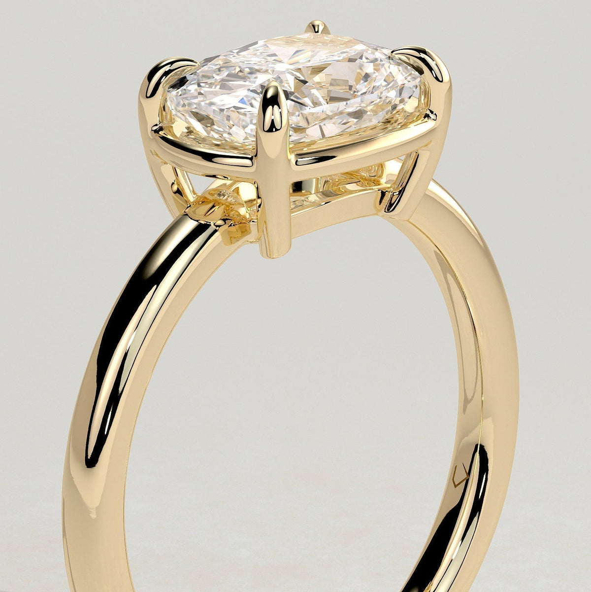 Elongated Cushion Bezel Solitaire Lab Grown Diamond Engagement Ring