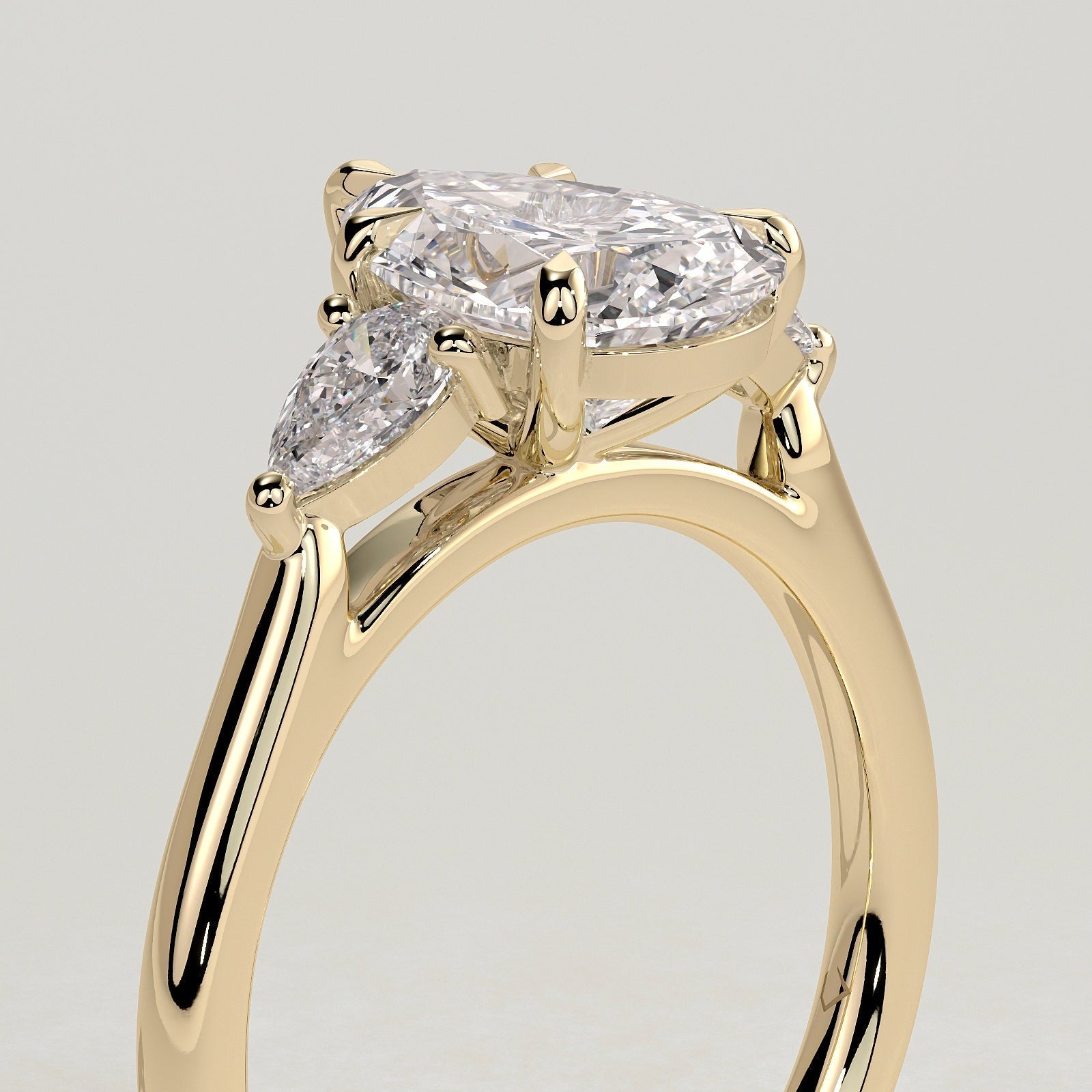 Pear Three Stone Lab Grown Diamond Engagement Ring