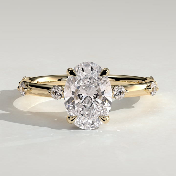 Oval Dainty Pave Lab Grown Diamond Engagement Ring