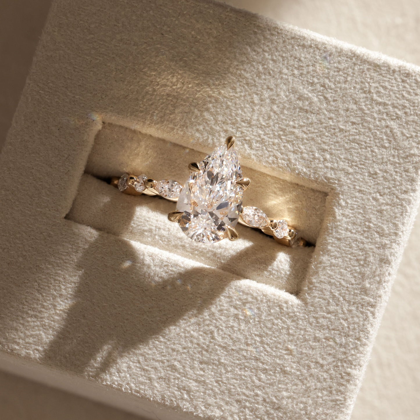 Pear Dainty Pave Lab Grown Diamond Engagement Ring