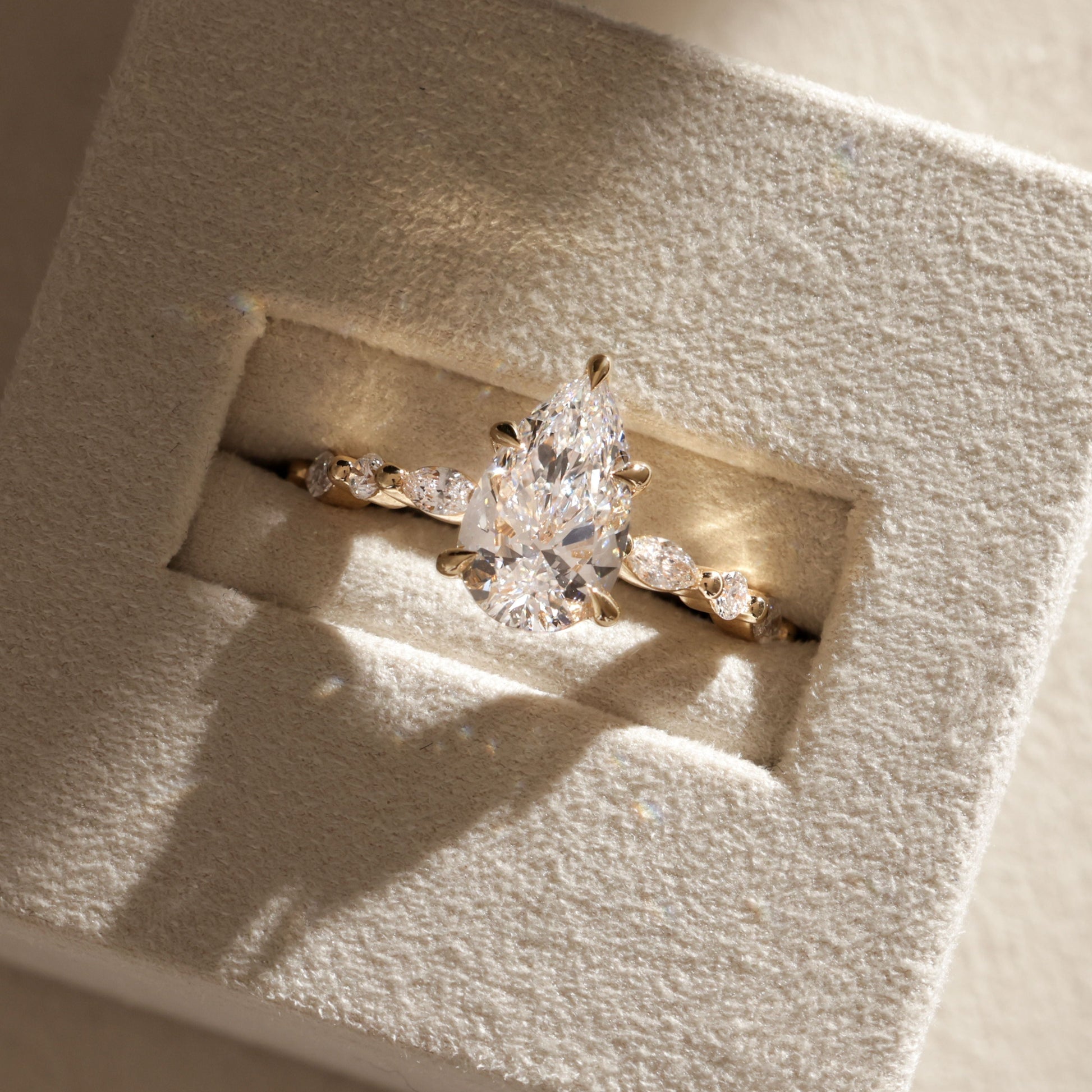 Pear Dainty Pave Lab Grown Diamond Engagement Ring