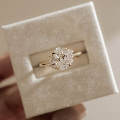 Oval Cluster Lab Grown Diamond Engagement Ring