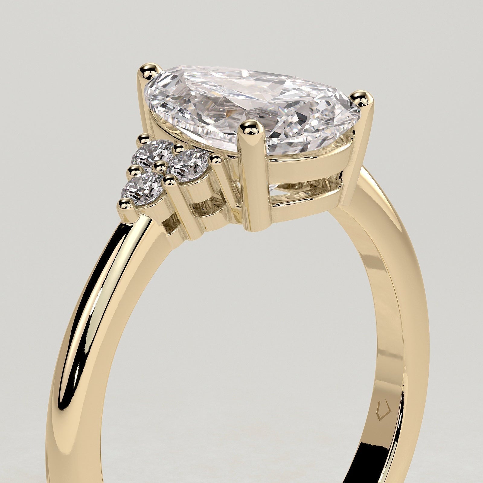 Pear Cluster Lab Grown Diamond Engagement Ring