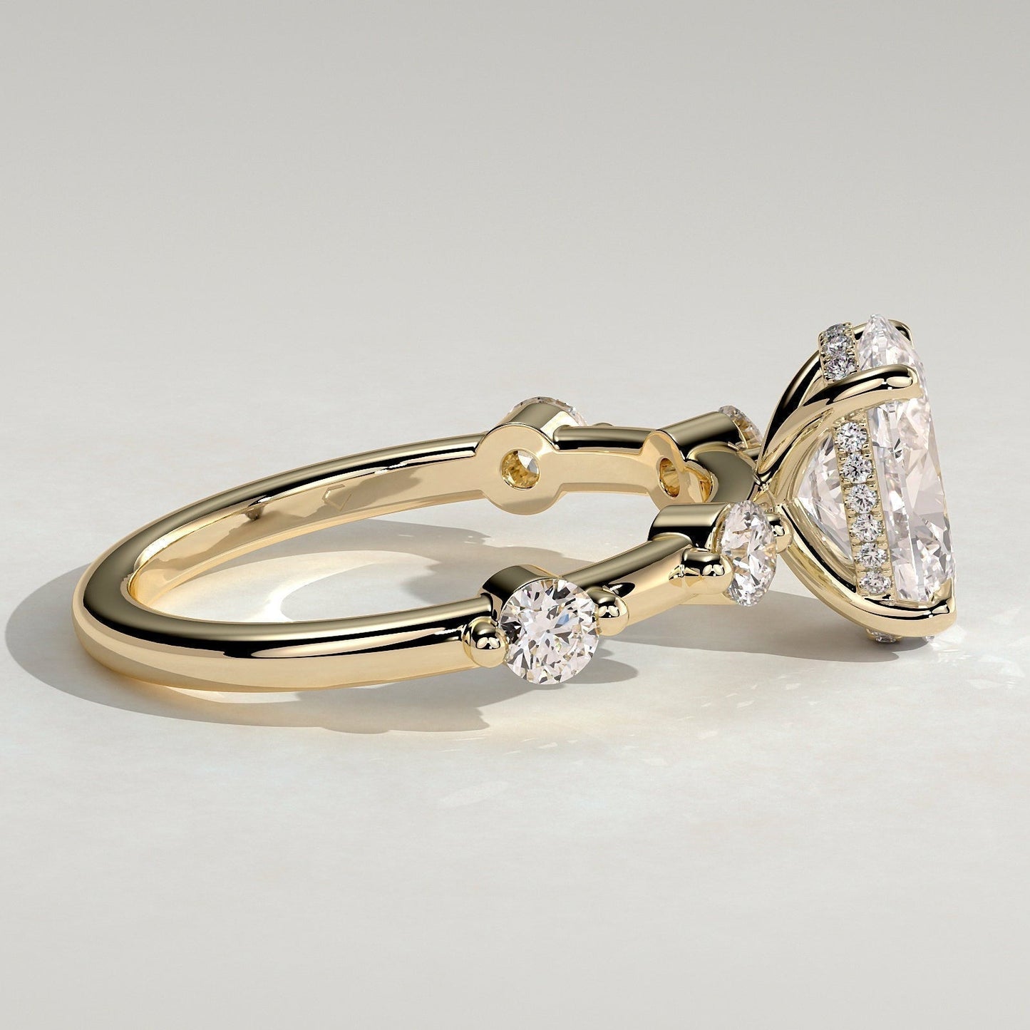 Oval Dainty Pave Lab Grown Diamond Engagement Ring