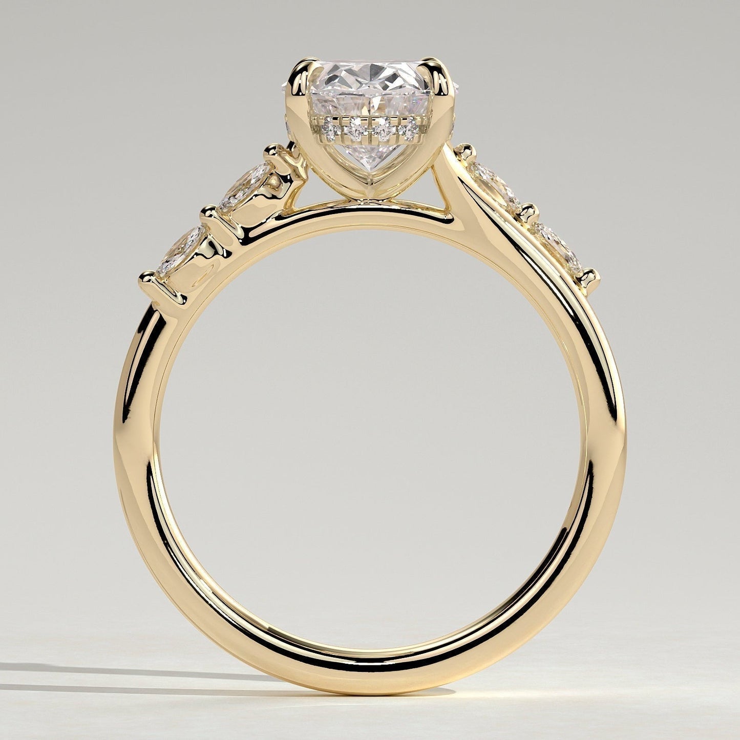 Oval Hidden Halo & Pave Lab Grown Diamond Engagement Ring