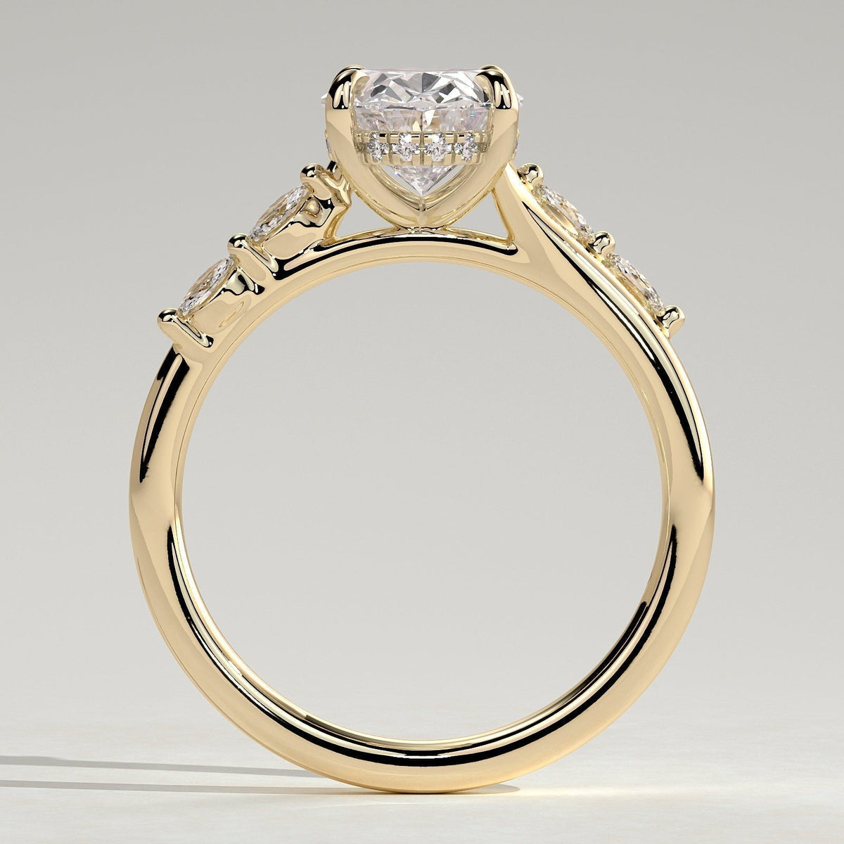 Oval Hidden Halo & Pave Lab Grown Diamond Engagement Ring