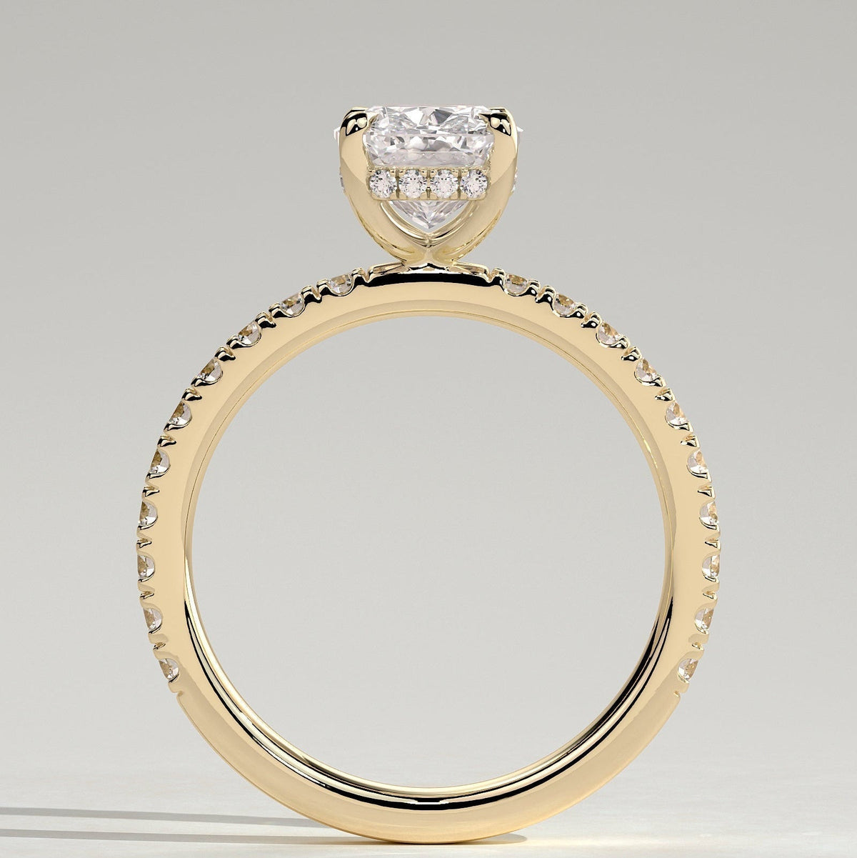 Elongated Cushion Pave Lab Grown Diamond Engagement Ring