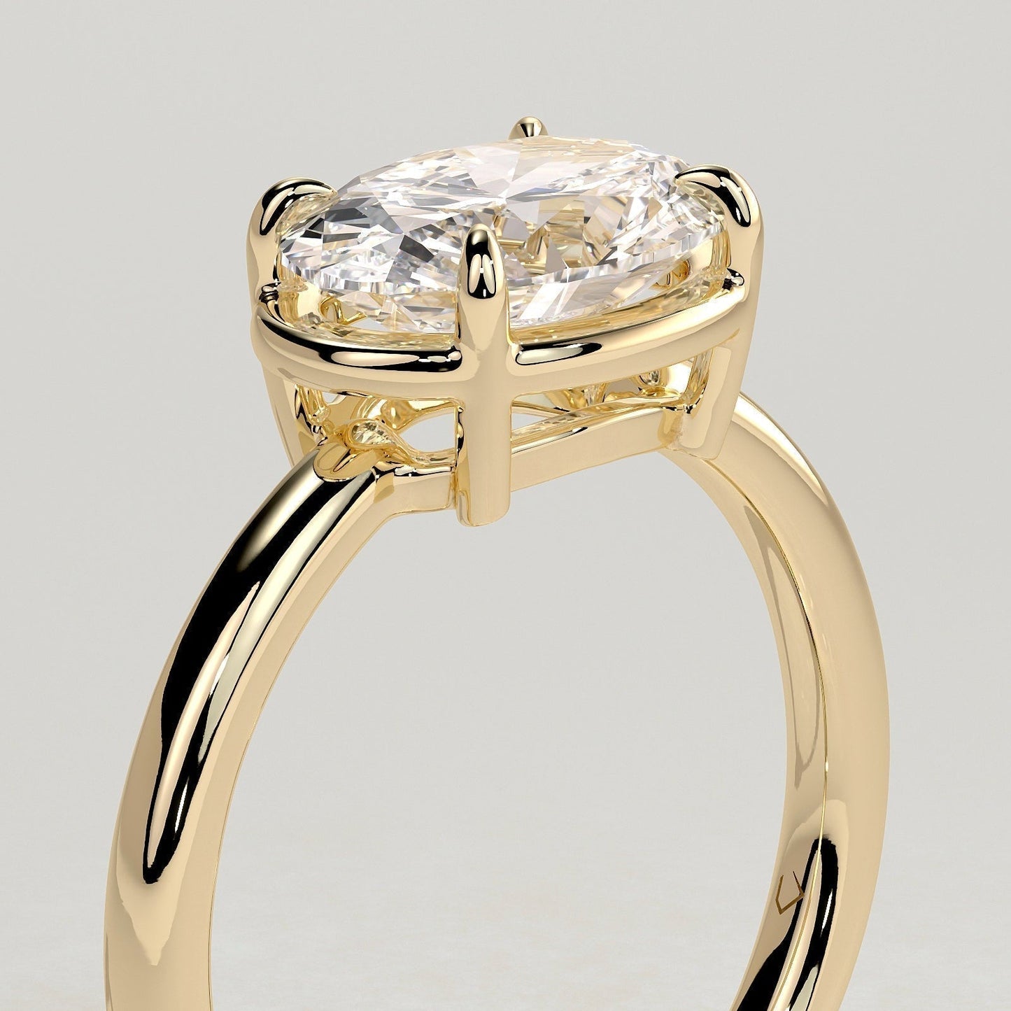Oval Bezel Solitaire Lab Grown Diamond Engagement Ring