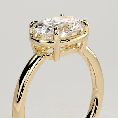 Oval Bezel Solitaire Lab Grown Diamond Engagement Ring