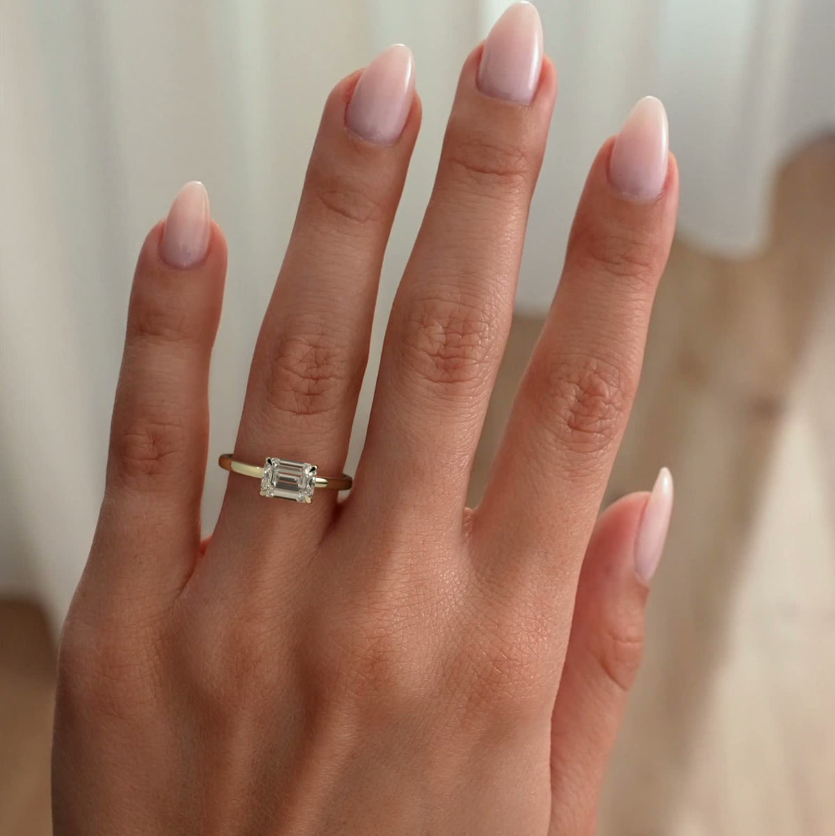 Emerald Solitaire Lab Grown Diamond Engagement Ring