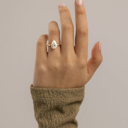 Pear Hidden Halo Lab Grown Diamond Engagement Ring