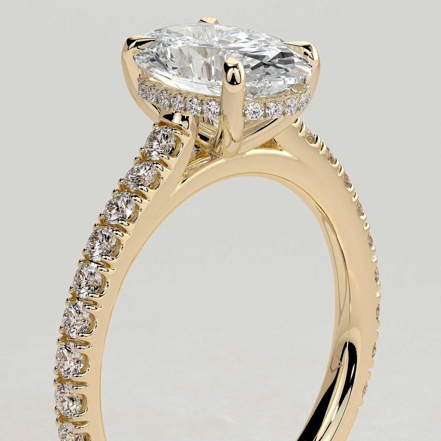 Oval Pave Lab Grown Diamond Engagement Ring
