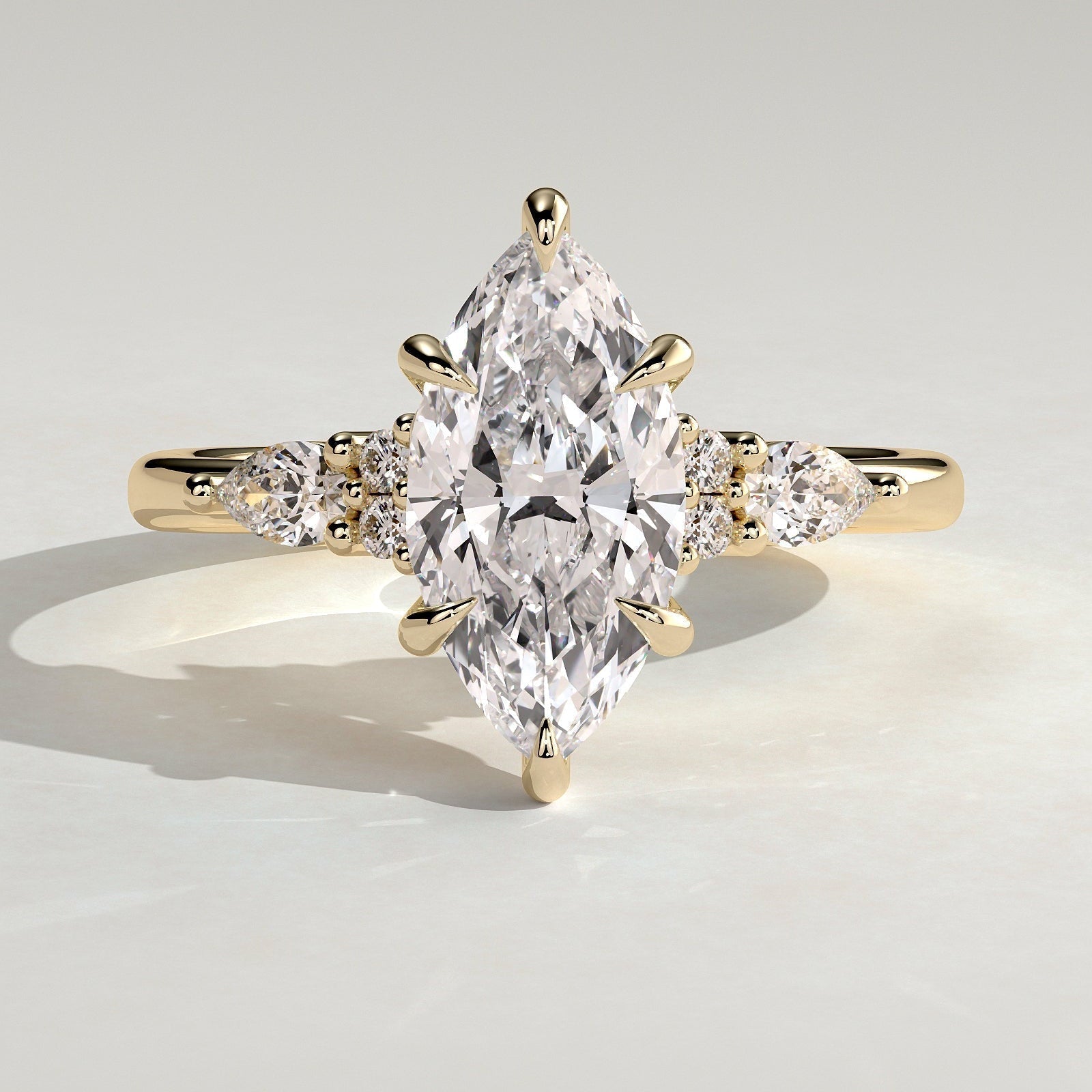 Marquise Cluster Lab Grown Diamond Engagement Ring