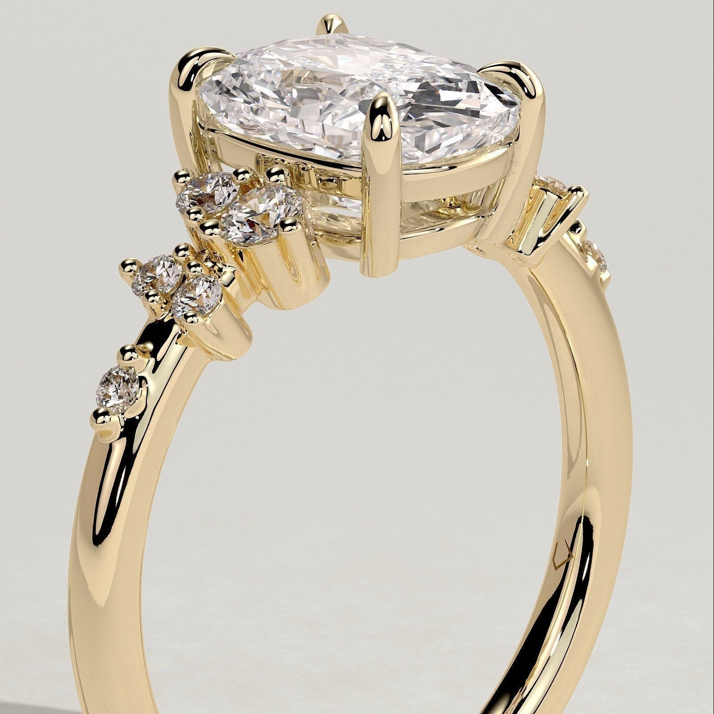 Elongated Cushion Cluster Lab Grown Diamond Engagement Ring