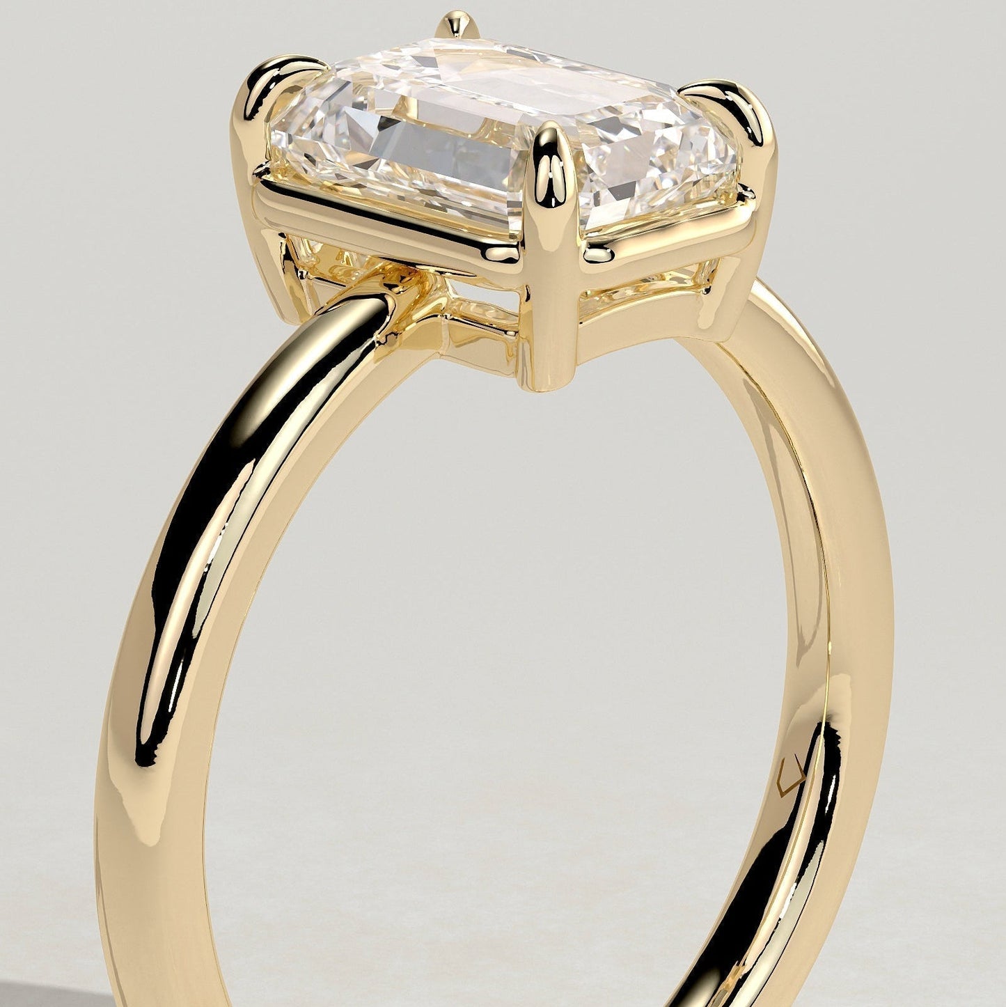 Emerald Bezel Solitaire Lab Grown Diamond Engagement Ring