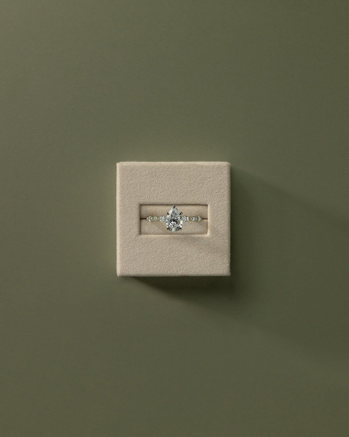 Pear Dainty Pave Lab Grown Diamond Engagement Ring