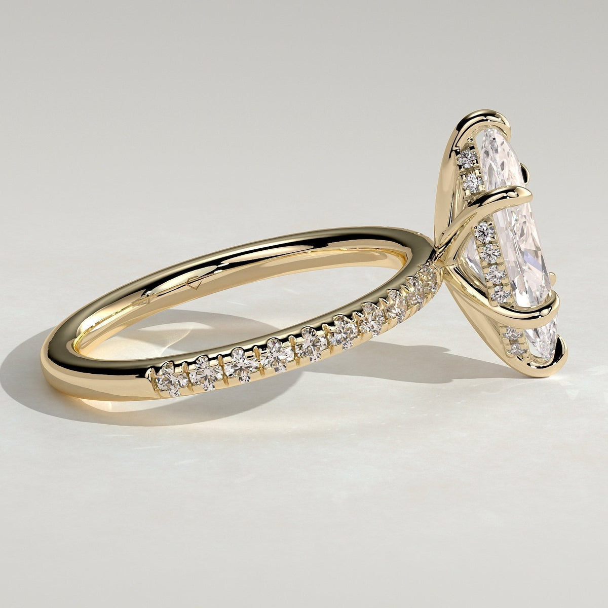 Marquise Hidden Halo & Pave Lab Grown Diamond Engagement Ring