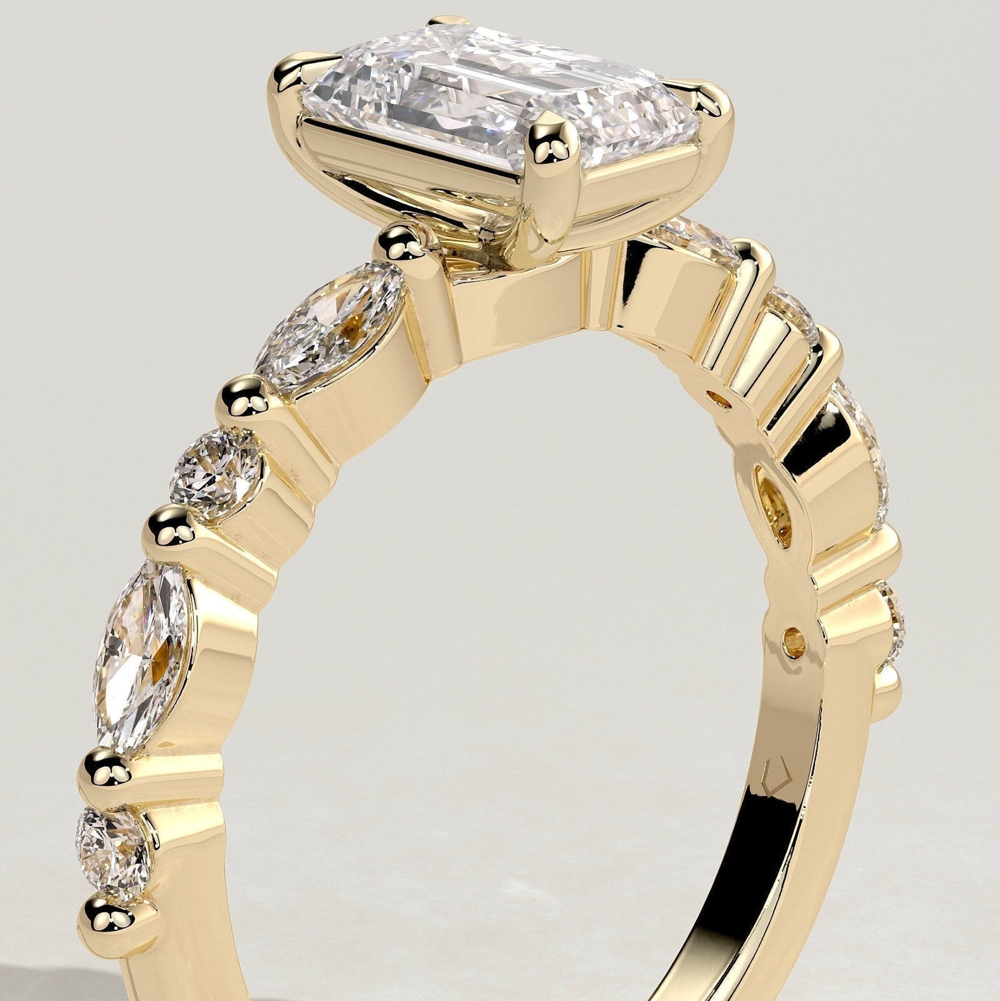 Emerald Pave Lab Grown Diamond Engagement Ring