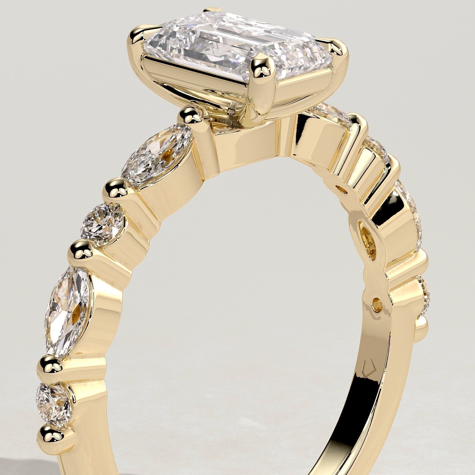 Emerald Pave Lab Grown Diamond Engagement Ring
