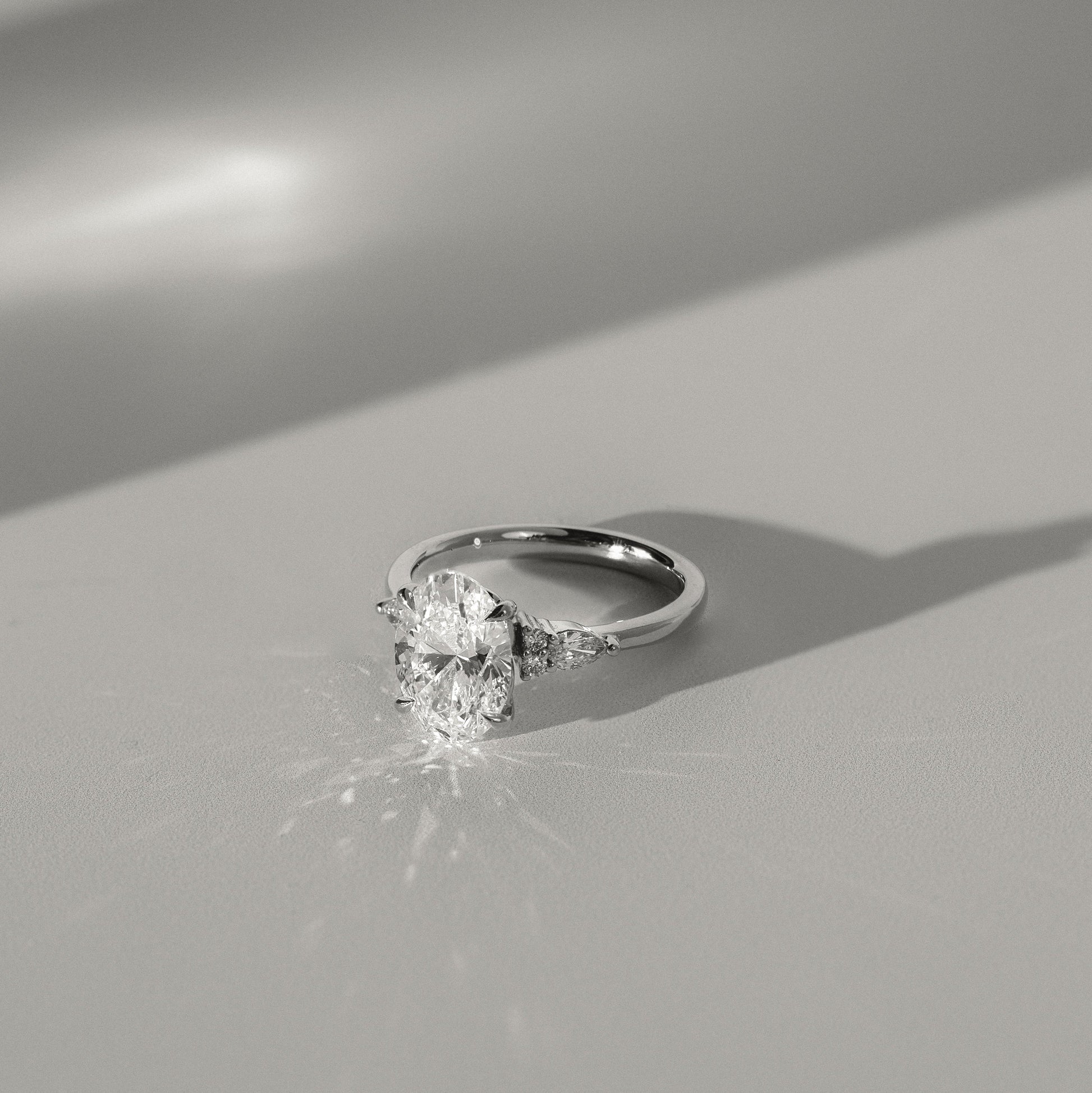 Oval Cluster Lab Grown Diamond Engagement Ring