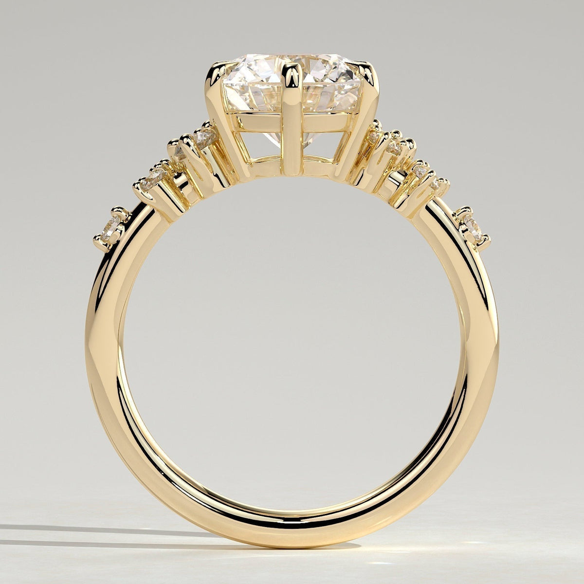 Round Cluster Lab Grown Diamond Engagement Ring