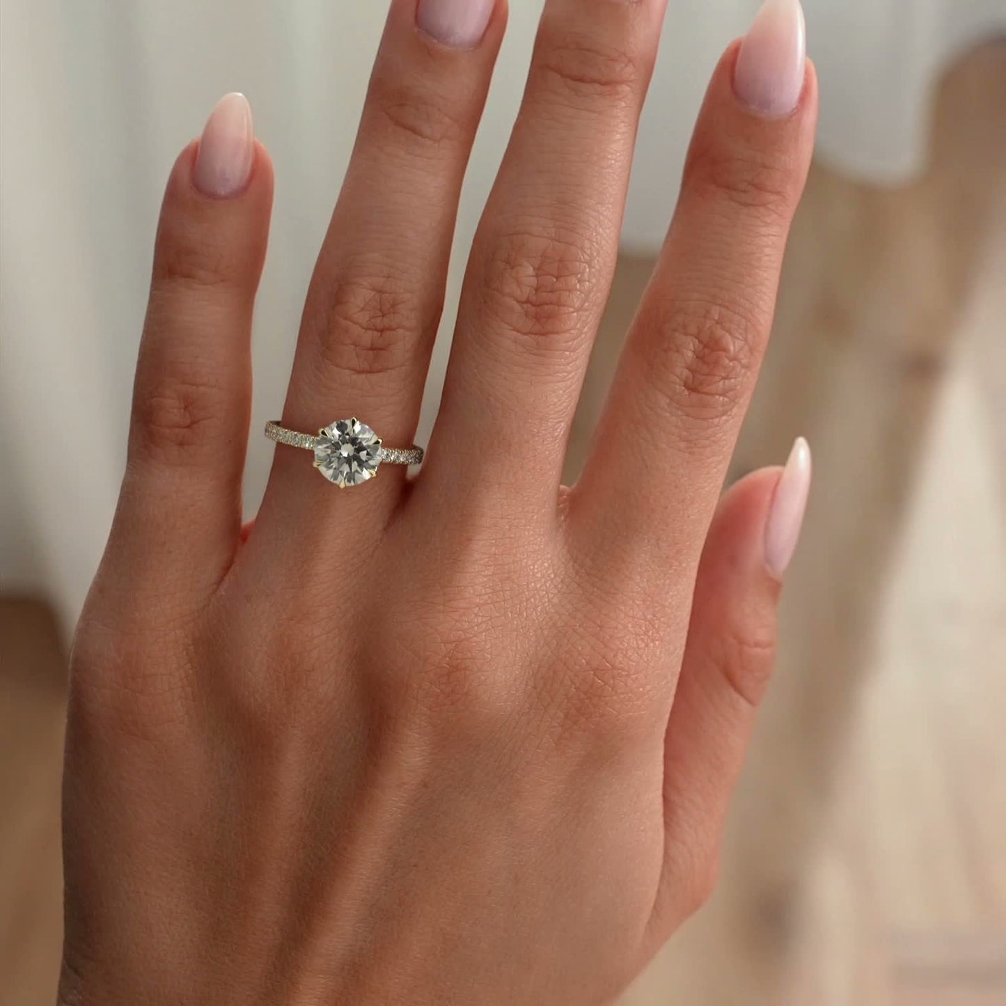 Round Pave Lab Grown Diamond Engagement Ring