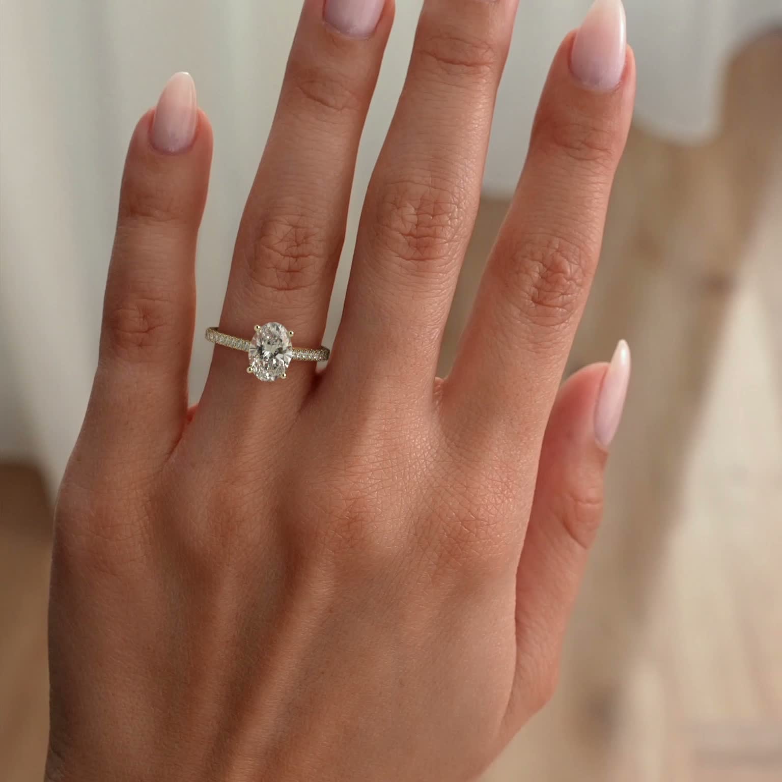 Oval Pave Lab Grown Diamond Engagement Ring