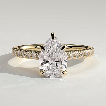 Pear Pave Lab Grown Diamond Engagement Ring