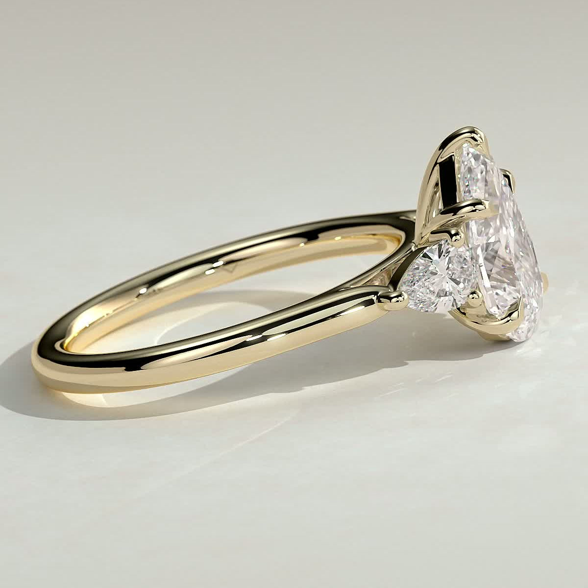 Pear Three Stone Lab Grown Diamond Engagement Ring