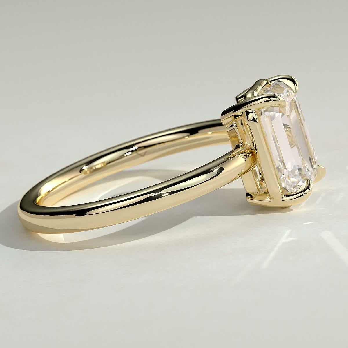 Emerald Bezel Solitaire Lab Grown Diamond Engagement Ring
