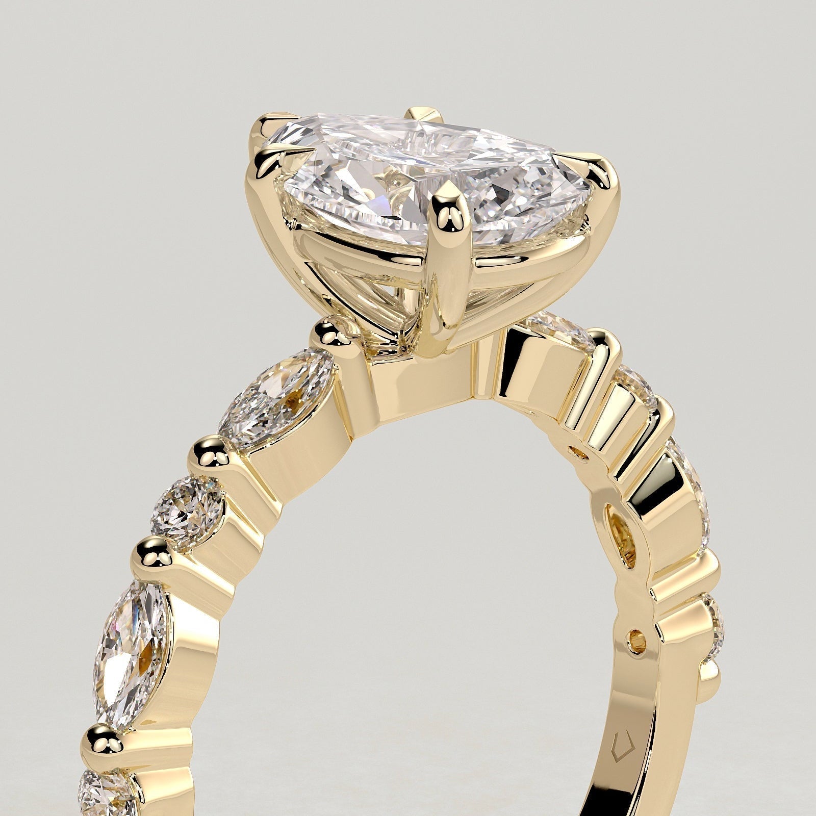 Pear Dainty Pave Lab Grown Diamond Engagement Ring