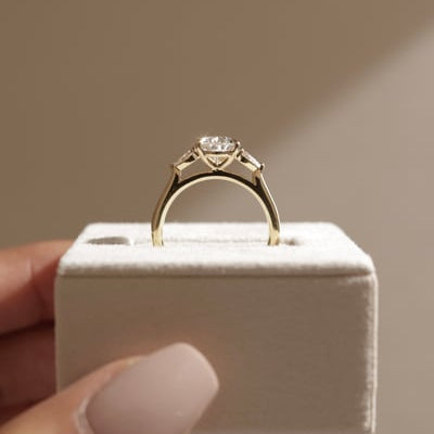 Pear Three Stone Lab Grown Diamond Engagement Ring
