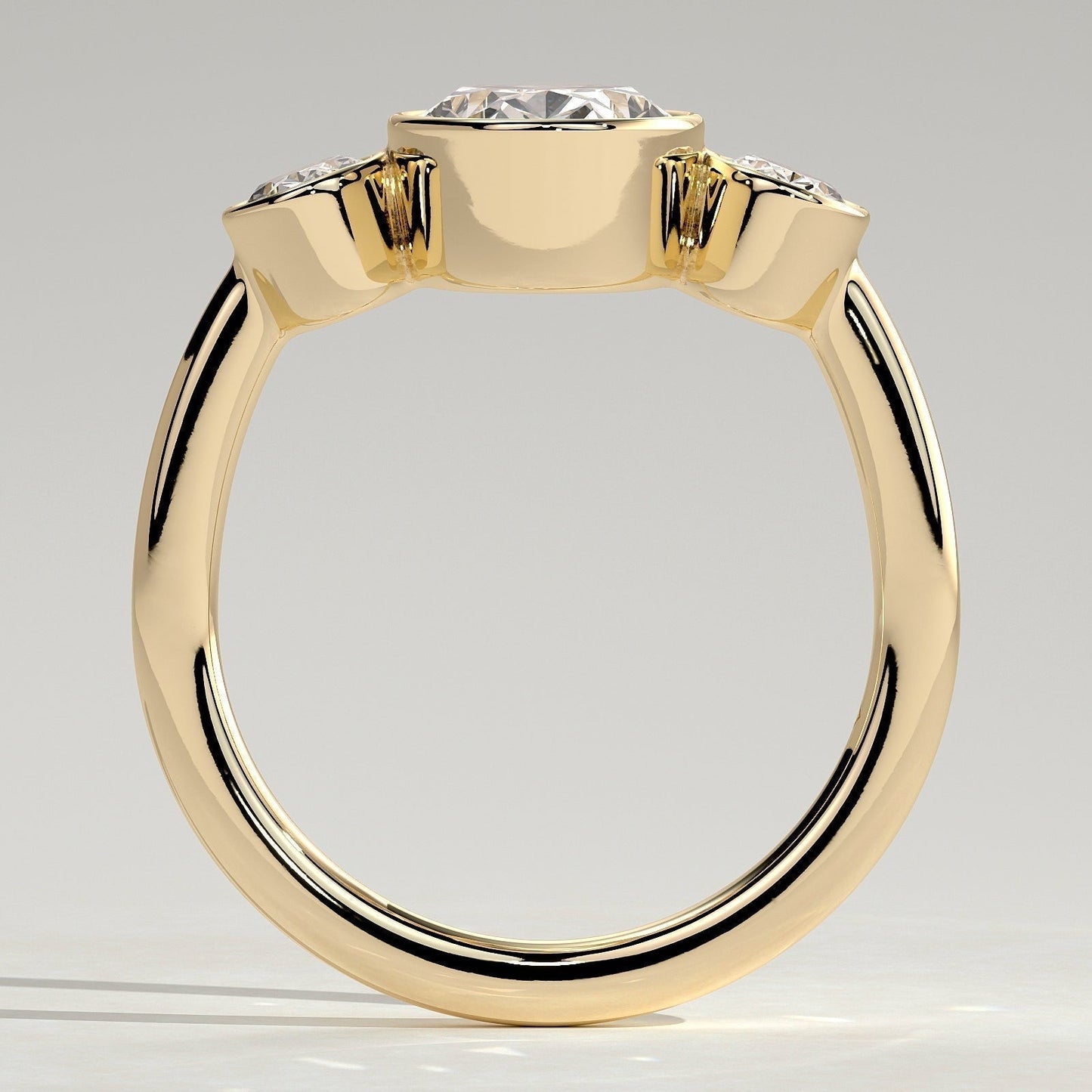 Oval Three Stone Bezel Lab Grown Diamond Engagement Ring