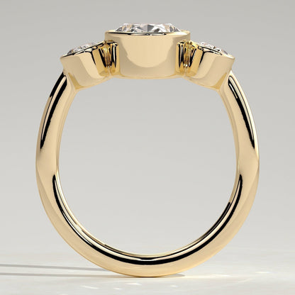Oval Three Stone Bezel Lab Grown Diamond Engagement Ring
