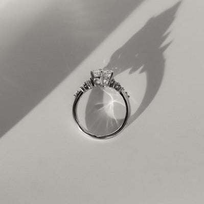 Round Cluster Lab Grown Diamond Engagement Ring