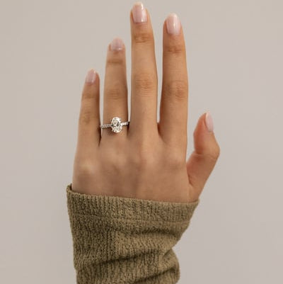 Oval Pave Lab Grown Diamond Engagement Ring