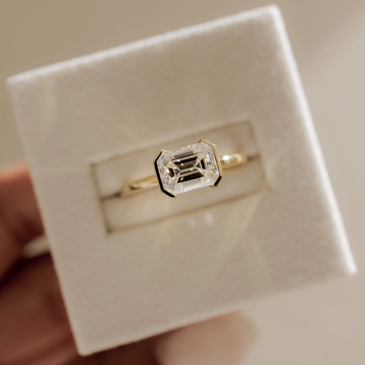 Emerald Solitaire Lab Grown Diamond Engagement Ring