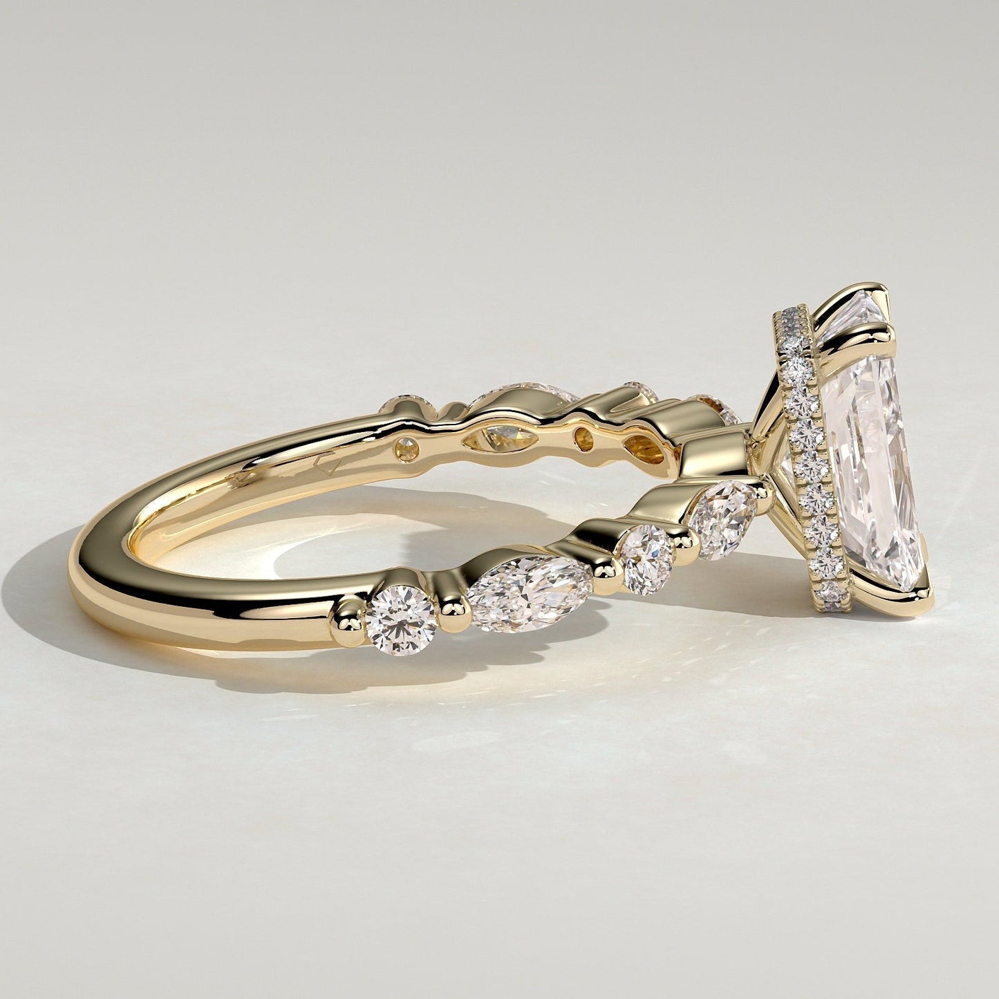 Radiant Hidden Halo Lab Grown Diamond Engagement Ring