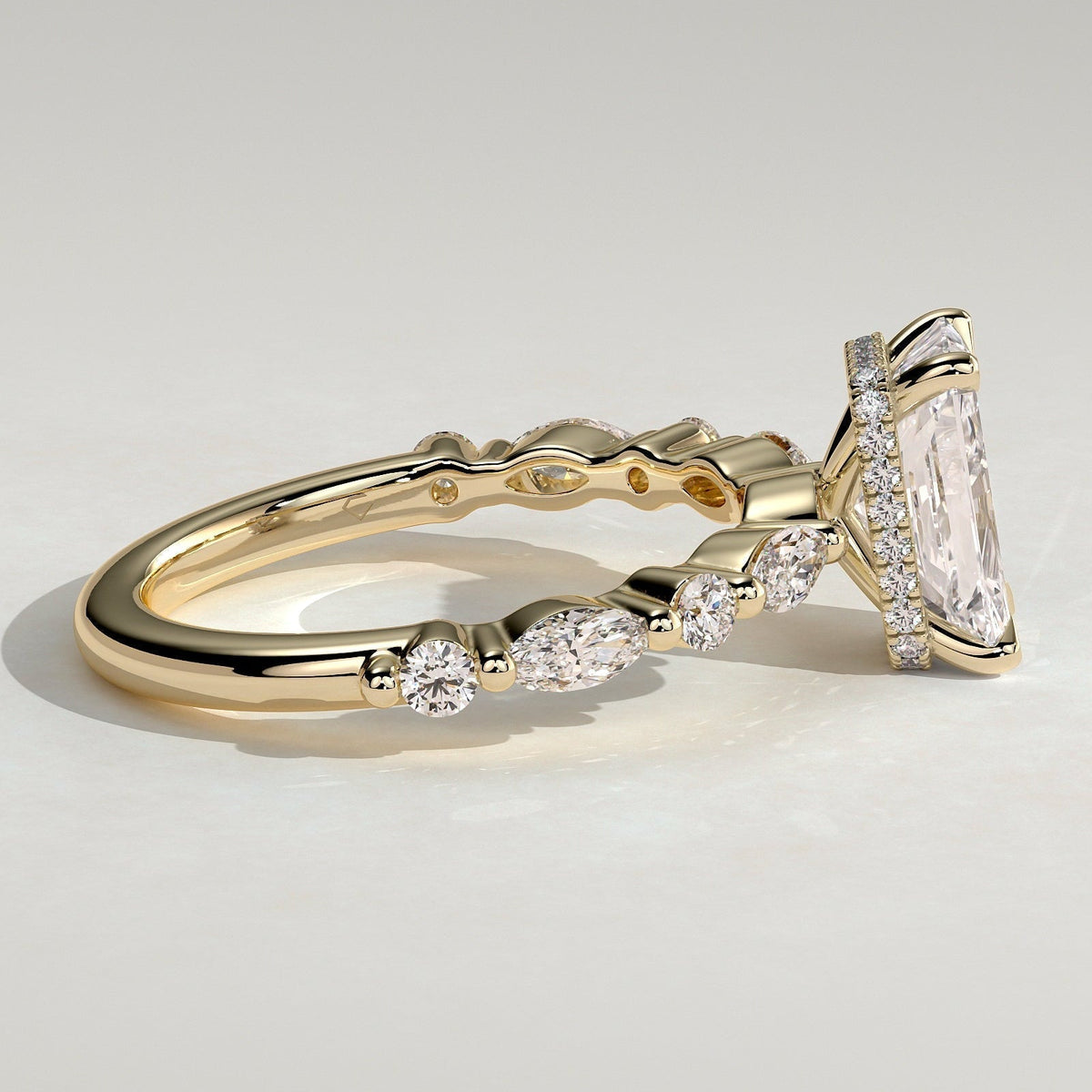Radiant Hidden Halo Lab Grown Diamond Engagement Ring
