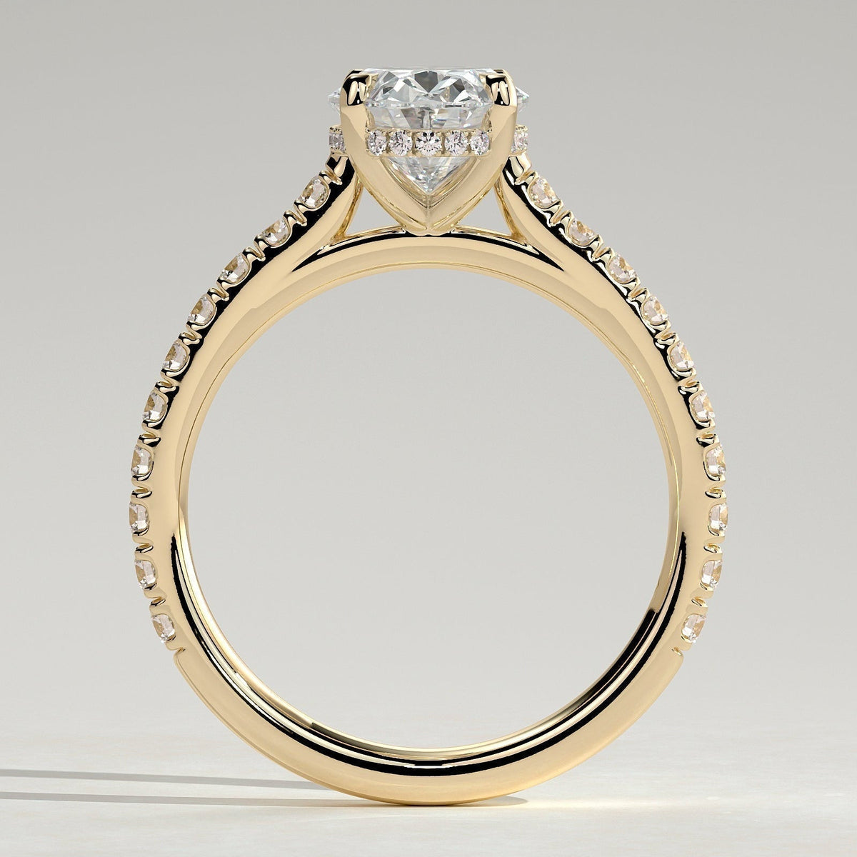 Oval Pave Lab Grown Diamond Engagement Ring