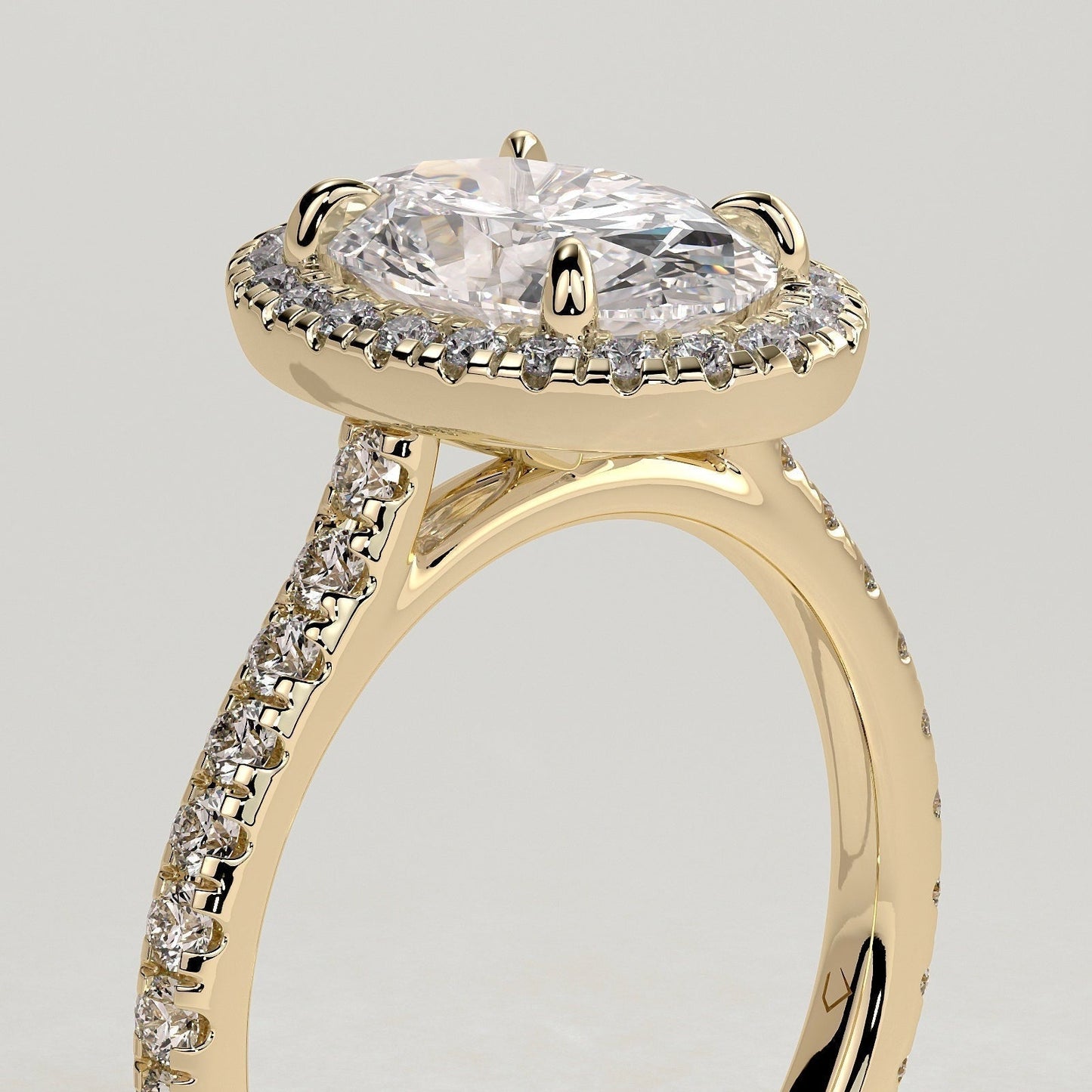 Oval Halo & Pave Lab Grown Diamond Engagement Ring