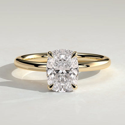 Elongated Cushion Hidden Halo Lab Grown Diamond Engagement Ring