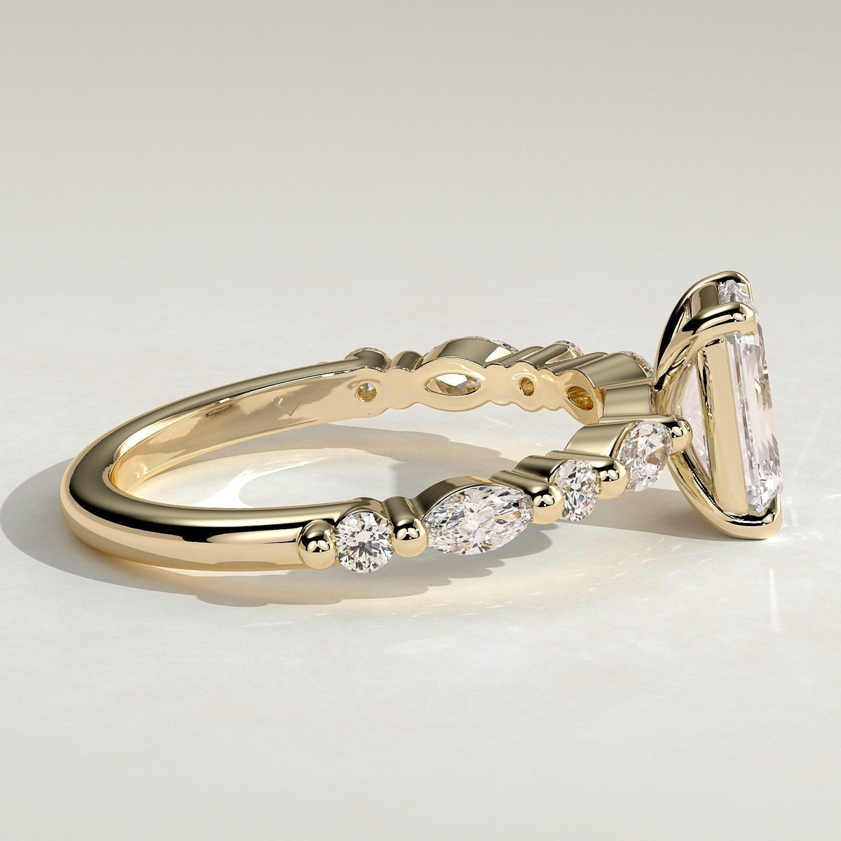 Emerald Pave Lab Grown Diamond Engagement Ring